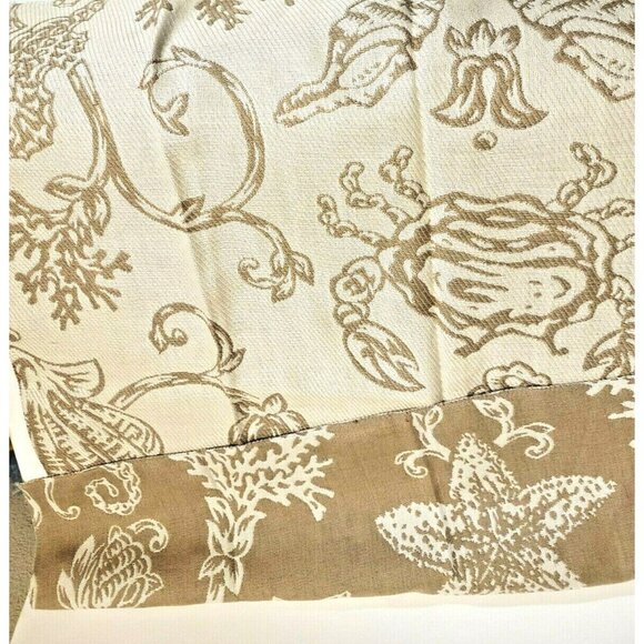 Sea Star Crab Coral Designer Upholstery Fabric Reversible Brown Brige - Picture 8 of 9